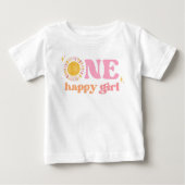 One Happy Girl Pink Boho Sun 1. Geburtstag Baby T-shirt (Vorderseite)