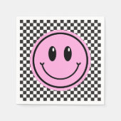 One Happy Girl Pink Happy Face Birthday Serviette (Vorderseite)