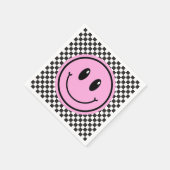 One Happy Girl Pink Happy Face Birthday Serviette (Ecke)