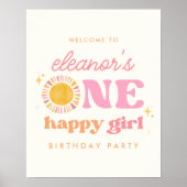 One Happy Girl Sun 1. Geburtstag Begrüßungszeichen Poster (Vorne)
