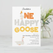 One Happy Goose Invite 1st First Birthday Cute Einladung (Stehend Vorderseite)
