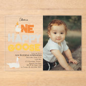 One Happy Goose Invite 1st  First Birthday Photo Acryleinladungen (Vorderseite)