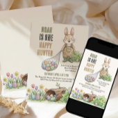 One Happy Hunter Easter Themed First Birthday Einladung