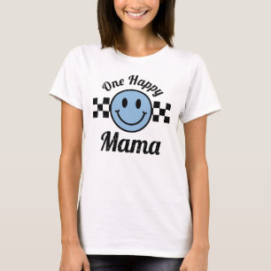 One Happy Mama Blue Happy Smile Birthday Matching T-Shirt