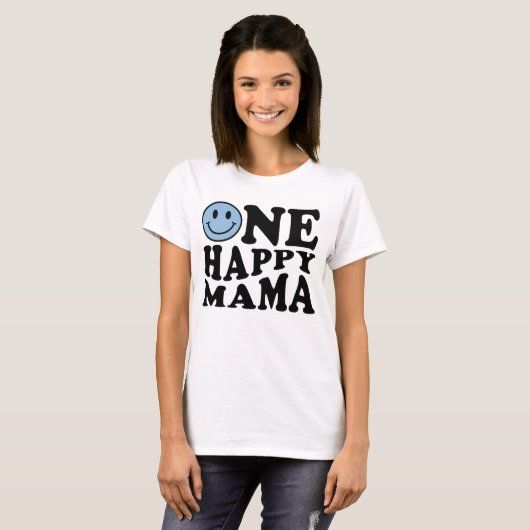 One Happy Mama | Blue Matching One Family Geburtst T-Shirt (Vorne ganz)