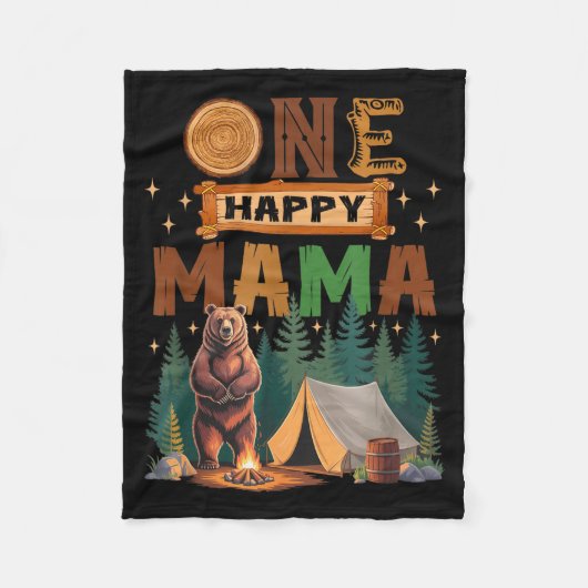 One Happy Mama Camper 1st Birthday Camng Bear  Fleecedecke (Vorderseite)