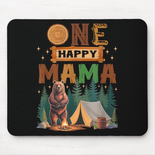 One Happy Mama Camper 1st Birthday Camng Bear Mousepad (Vorne)