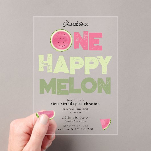 One Happy Melon Invite 1st Summer Birthday Acryleinladungen (Insitu (Handheld))