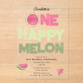 One Happy Melon Invite 1st Summer Birthday Acryleinladungen (Vorderseite)