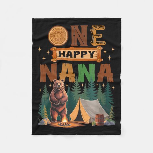 One Happy Nana Camper 1st Birthday Camng Bear Fleecedecke (Vorderseite)
