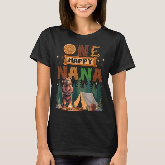 One Happy Nana Camper 1st Birthday Camng Bear  T-Shirt (Vorderseite)