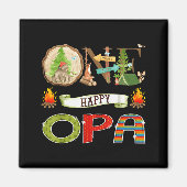 One Happy Opa Camper 1st Birthday Camng Bear Magnet (Vorne)
