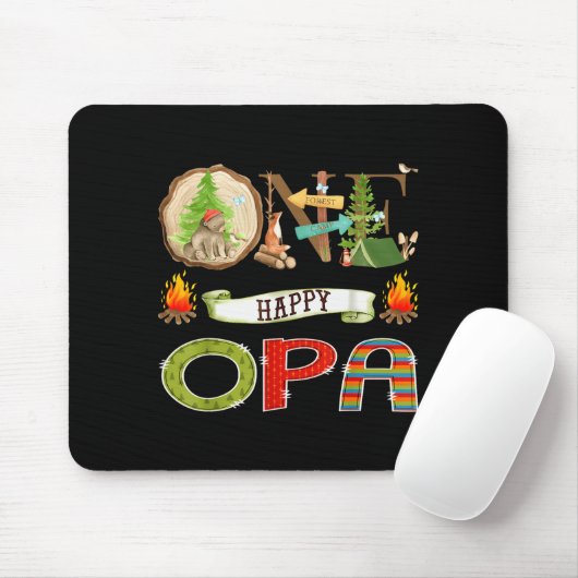 One Happy Opa Camper 1st Birthday Camng Bear Mousepad (Mit Mouse)