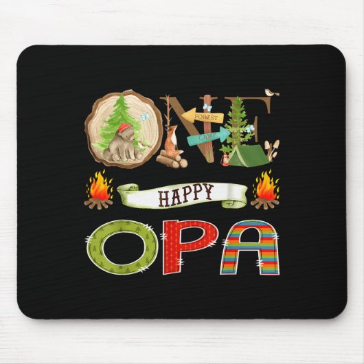 One Happy Opa Camper 1st Birthday Camng Bear Mousepad (Vorne)