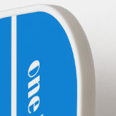 One Happy Pickler Blue White Initials Funny Pickleball Schläger (Linke Seite)