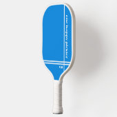 One Happy Pickler Blue White Initials Funny Pickleball Schläger (Links)