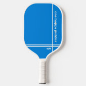One Happy Pickler Blue White Initials Funny Pickleball Schläger (Rückseite)