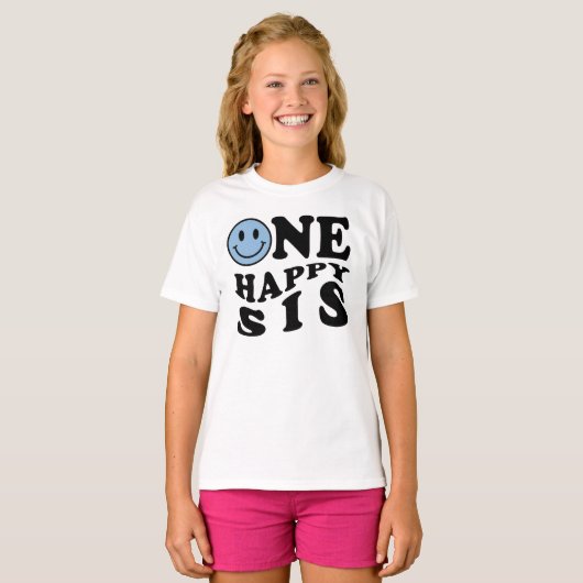 One Happy Sis | Blue Matching One Family Geburtsta T-Shirt (Vorne ganz)