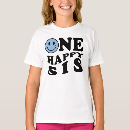 One Happy Sis | Blue Matching One Family Geburtsta T-Shirt (Vorderseite)
