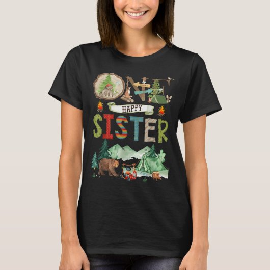 One Happy Sister Camper 1st Birthday Camng Bear T-Shirt (Vorderseite)