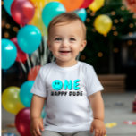 One Happy Typ 1. Geburtstag Blue Smiley Baby T-shirt<br><div class="desc">Wir fügen immer wöchentlich neue Designs hinzu!</div>