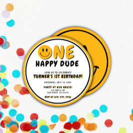 One Happy Typ 1. Geburtstag Smiley Einladung