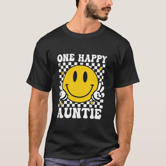 One Happy Typ Auntie glückliche Gesicht 1. Geburts T-Shirt (Vorderseite)