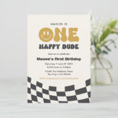 One Happy Typ Birthday Einladung ・ Happy Typ (Stehend Vorderseite)