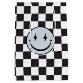 One Happy Typ Blue Emoji Birthday Mittlere Geschenktüte (Rückseite)