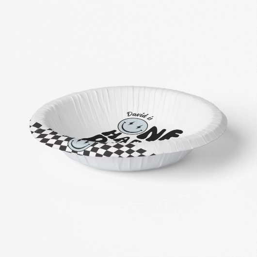 One Happy Typ Blue Happy Face Birthday Pappteller (Gewinkelt)