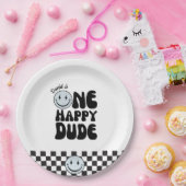 One Happy Typ Blue Happy Face Birthday Pappteller (Party)