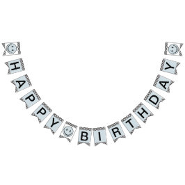 One Happy Typ Blue Happy Face Birthday Wimpelkette