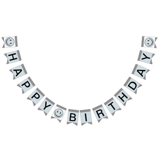 One Happy Typ Blue Happy Face Birthday Wimpelkette (Alle)