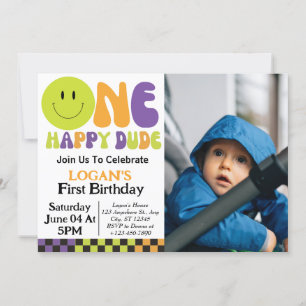 One Happy Typ Boy 1. Geburtstag Foto Einladung