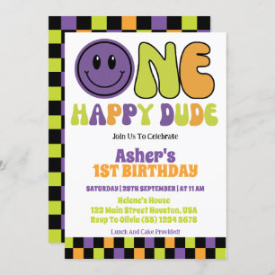 One Happy Typ Boy 1. Geburtstag Party Einladung