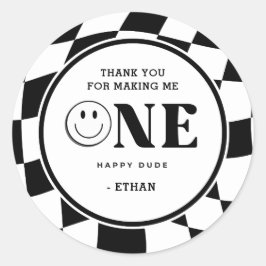 One Happy Typ Boy 1. Geburtstag Vielen Dank Runder Aufkleber