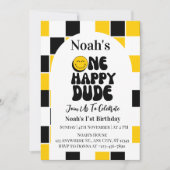 One Happy Typ Boy First Birthday Einladung (Vorderseite)
