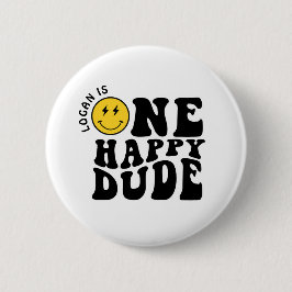 One Happy Typ Boy First Birthday Party Button