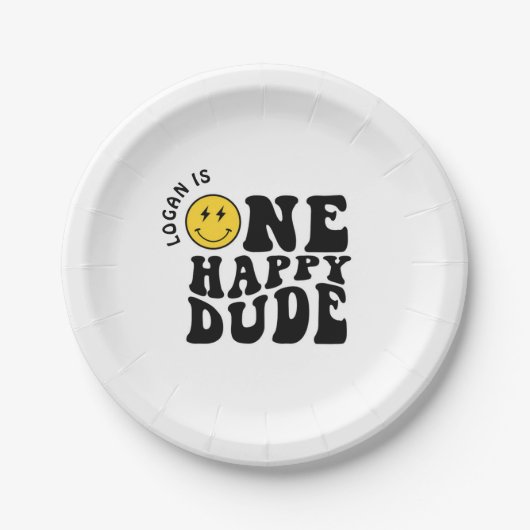 One Happy Typ Boy First Birthday Party Pappteller (Vorderseite)