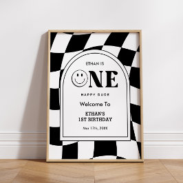 One Happy Typ Face Boy 1. Geburtstag Herzlich Will Poster