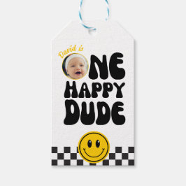 One Happy Typ Face Boy Foto 1. Geburtstag Geschenkanhänger