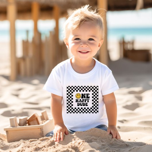 One Happy Typ First Birthday TShirt, Checkered Baby T-shirt