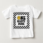One Happy Typ First Birthday TShirt, Checkered Baby T-shirt (Vorderseite)