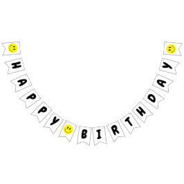 One Happy Typ/Gal 1. Geburtstag Gelbes Smiley Wimpelkette