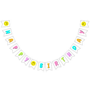 One Happy Typ/Gal 1. Geburtstag Rainbow Smiley Wimpelkette