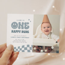 ONE Happy Typ Geburtstagsparty Foto Einladung