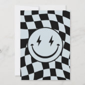 One Happy Typ Groovy Happy Face Boy Birthday Einladung (Rückseite)