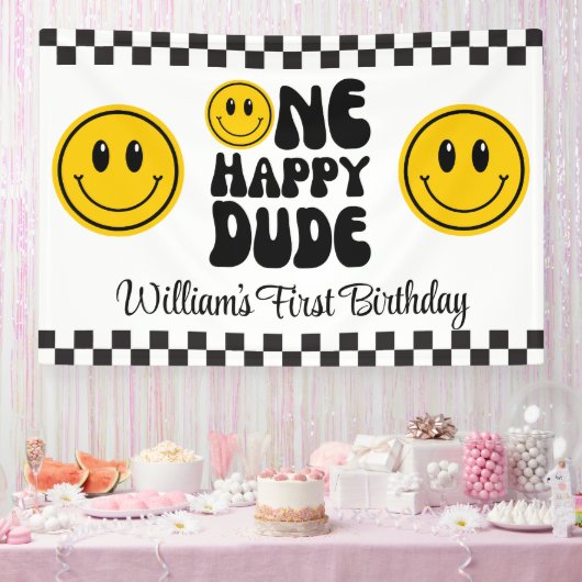 One Happy Typ Happy Face Birthday Banner (Party)
