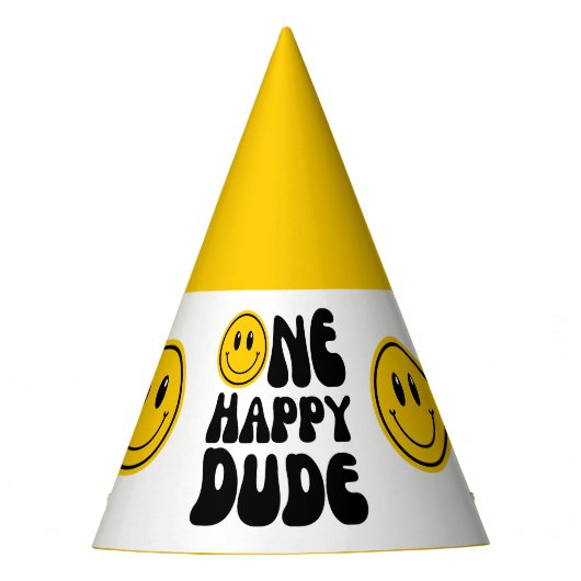 One Happy Typ Happy Face Birthday Party Hat Partyhütchen (Vorderseite)