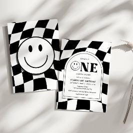 One Happy Typ Happy Face Boy 1. Geburtstag Einladung